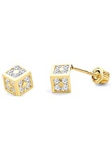 outstanding teensy-weensy cube cubic zirconia kids stud earrings